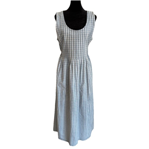 Casual Corner Dresses & Skirts - Casual Corner Blue White Plaid Cotton Dress Size 14 Cottagecore
